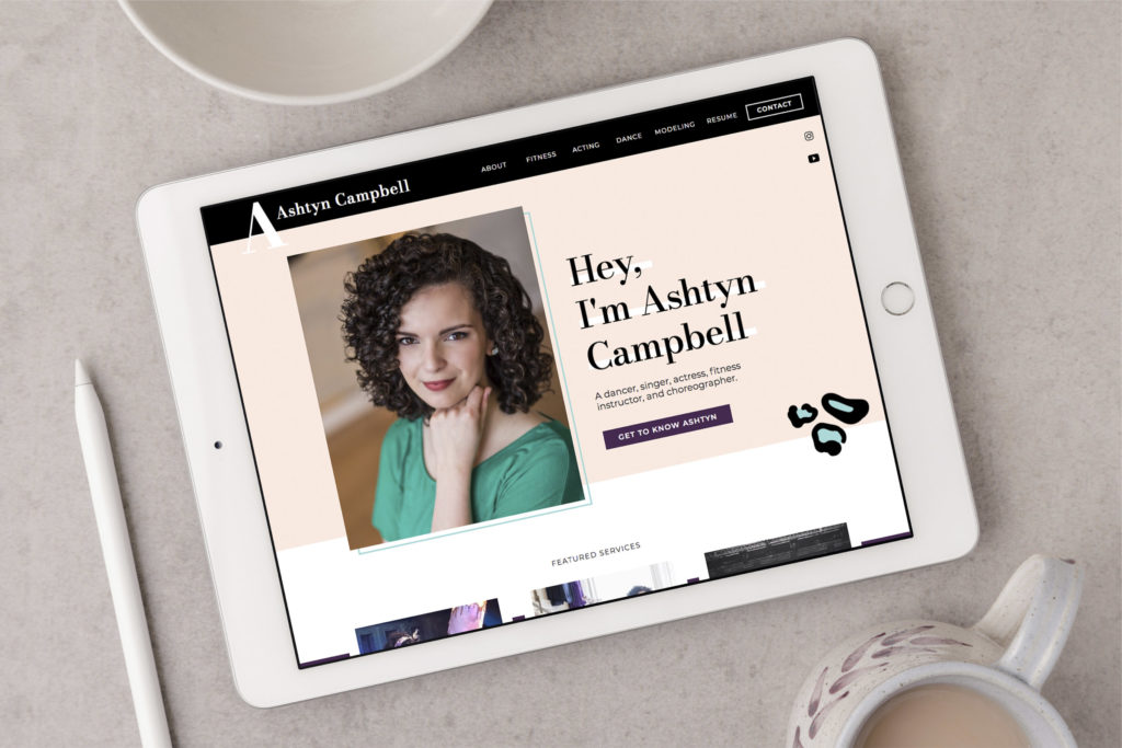 Custom Showit web design for Ashtyn Campbell on iPad